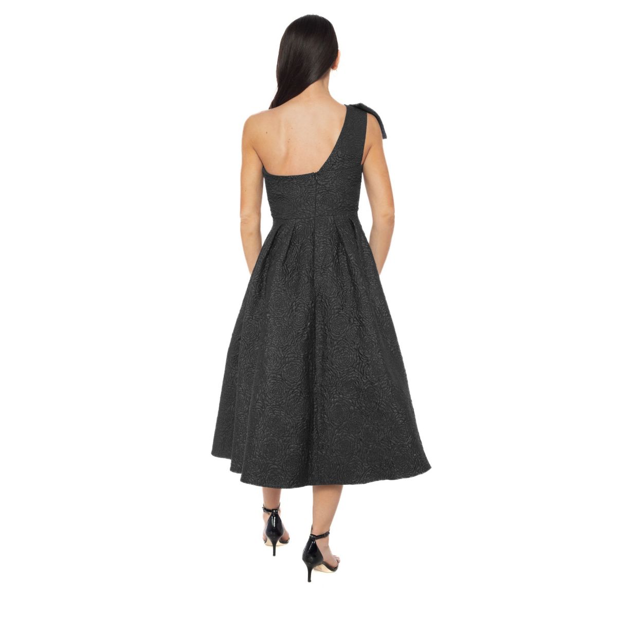 Bow Strapless Brocade Dress