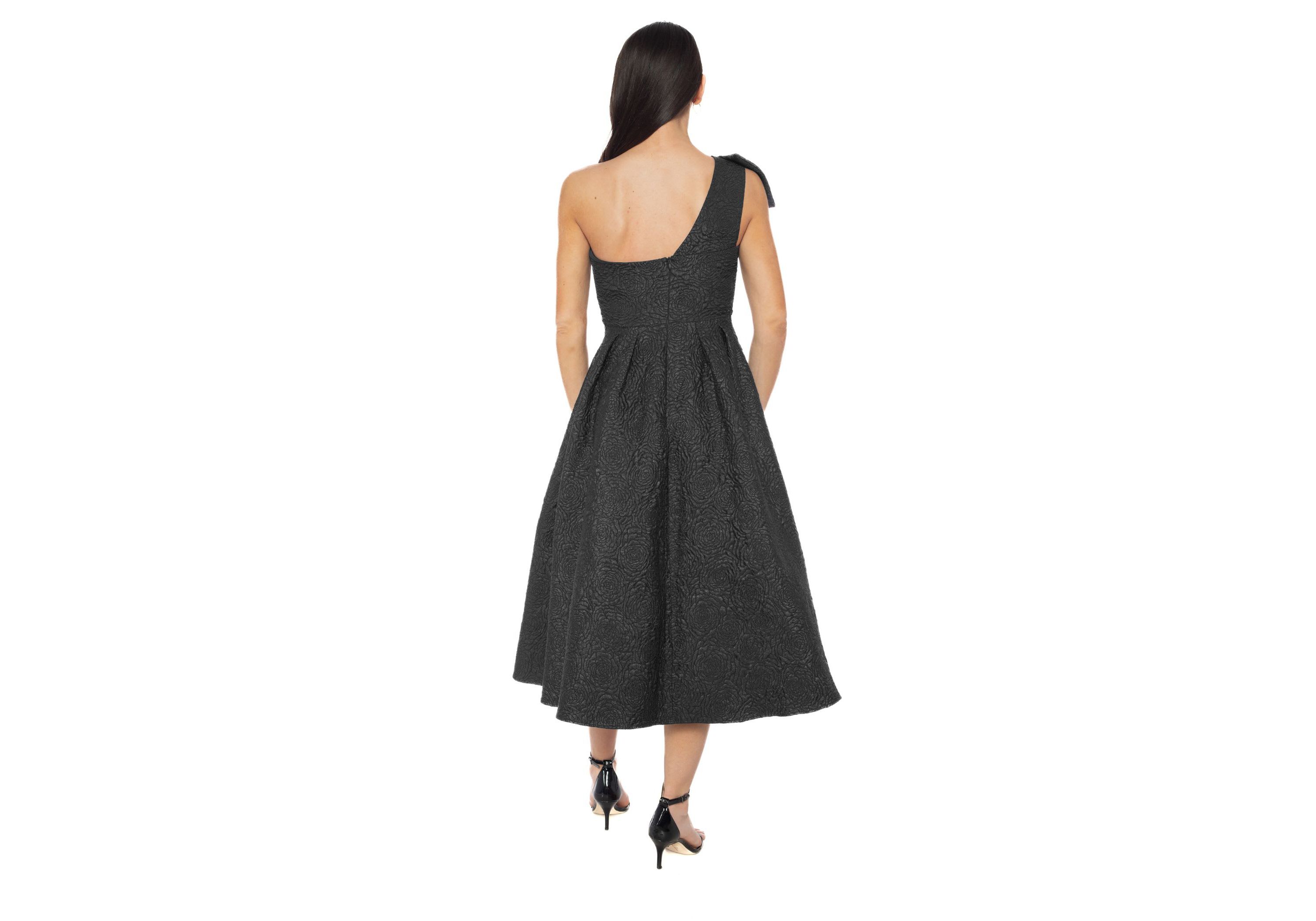 Bow Strapless Brocade Dress