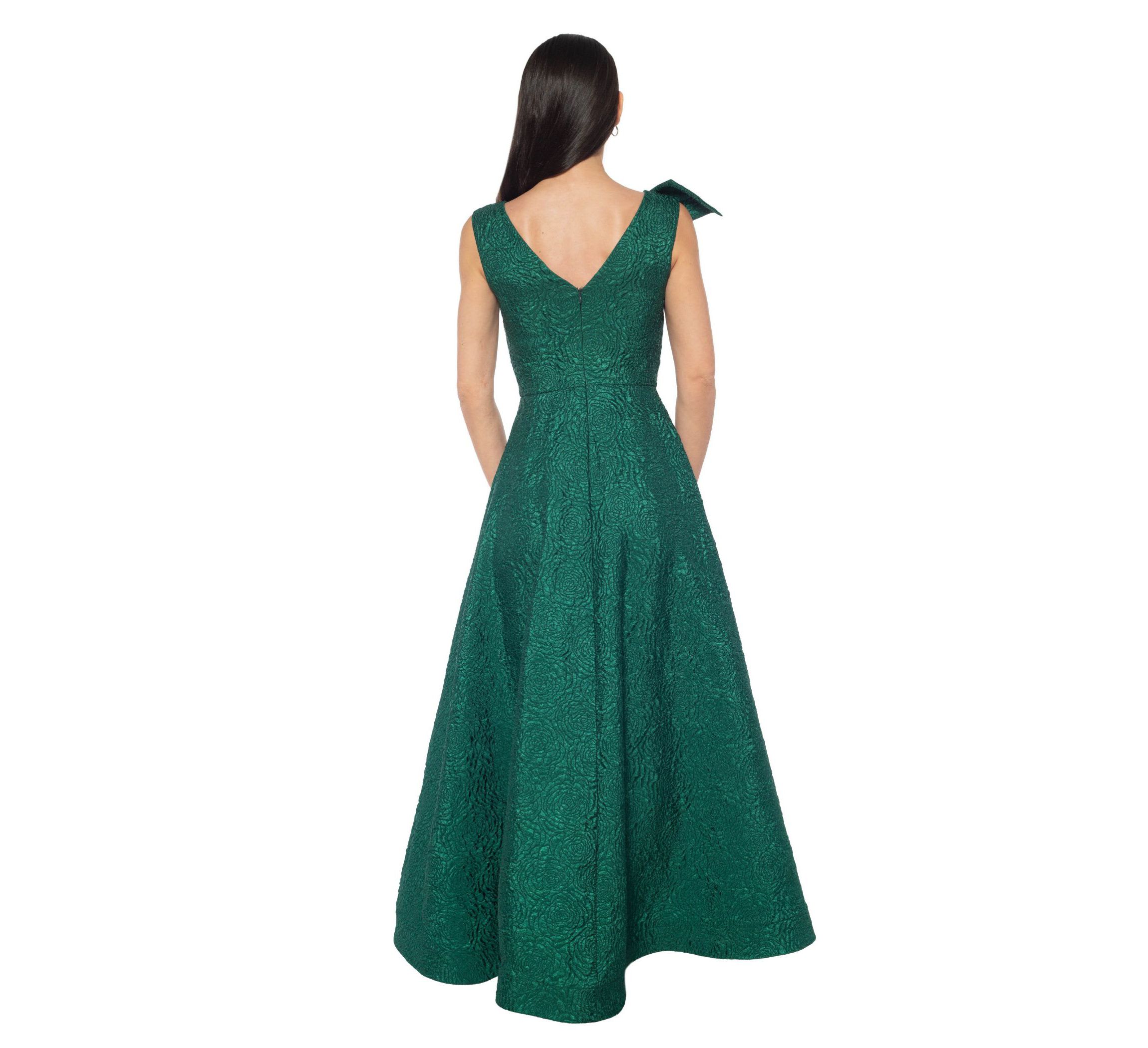 Bow Shoulder Brocade Gown