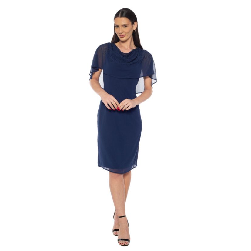 Chiffon Caplet Midi Dress