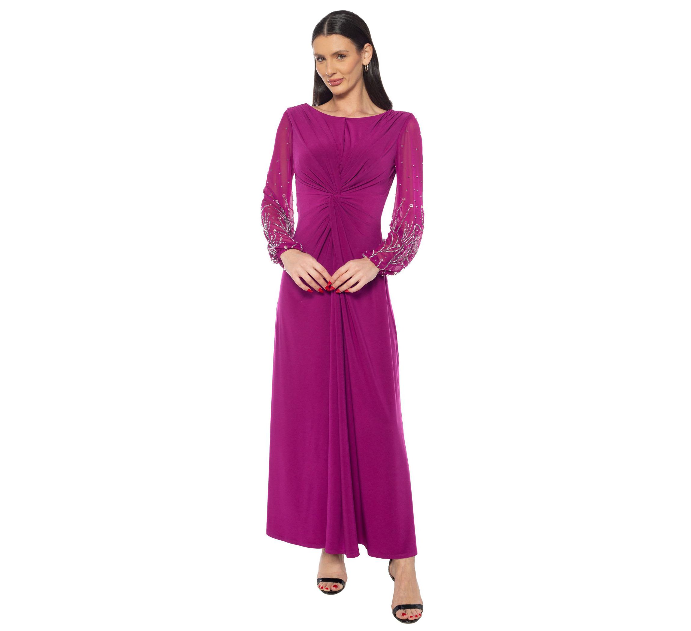 Knot Front Beaded Sleeves Gown
