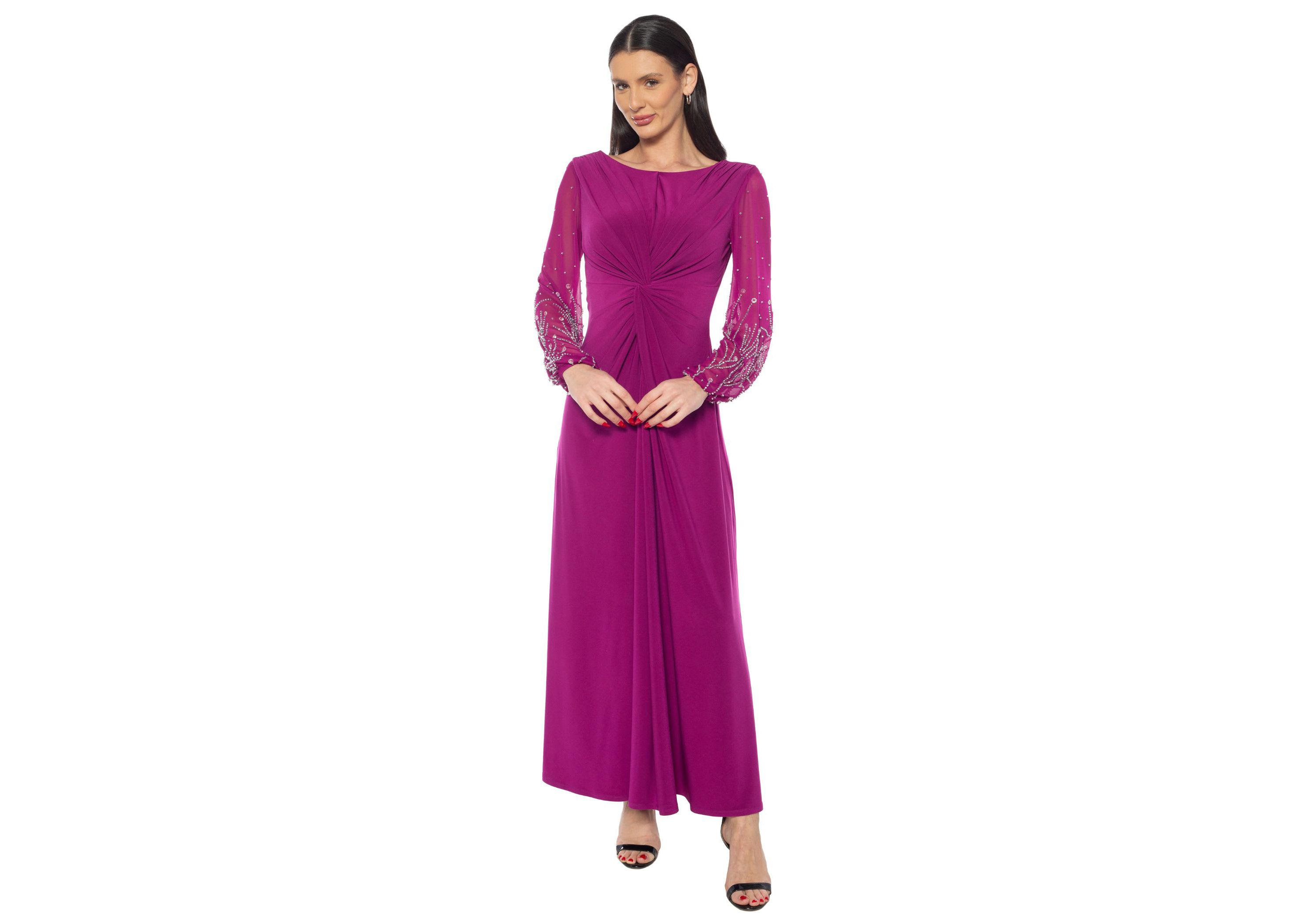 Knot Front Beaded Sleeves Gown