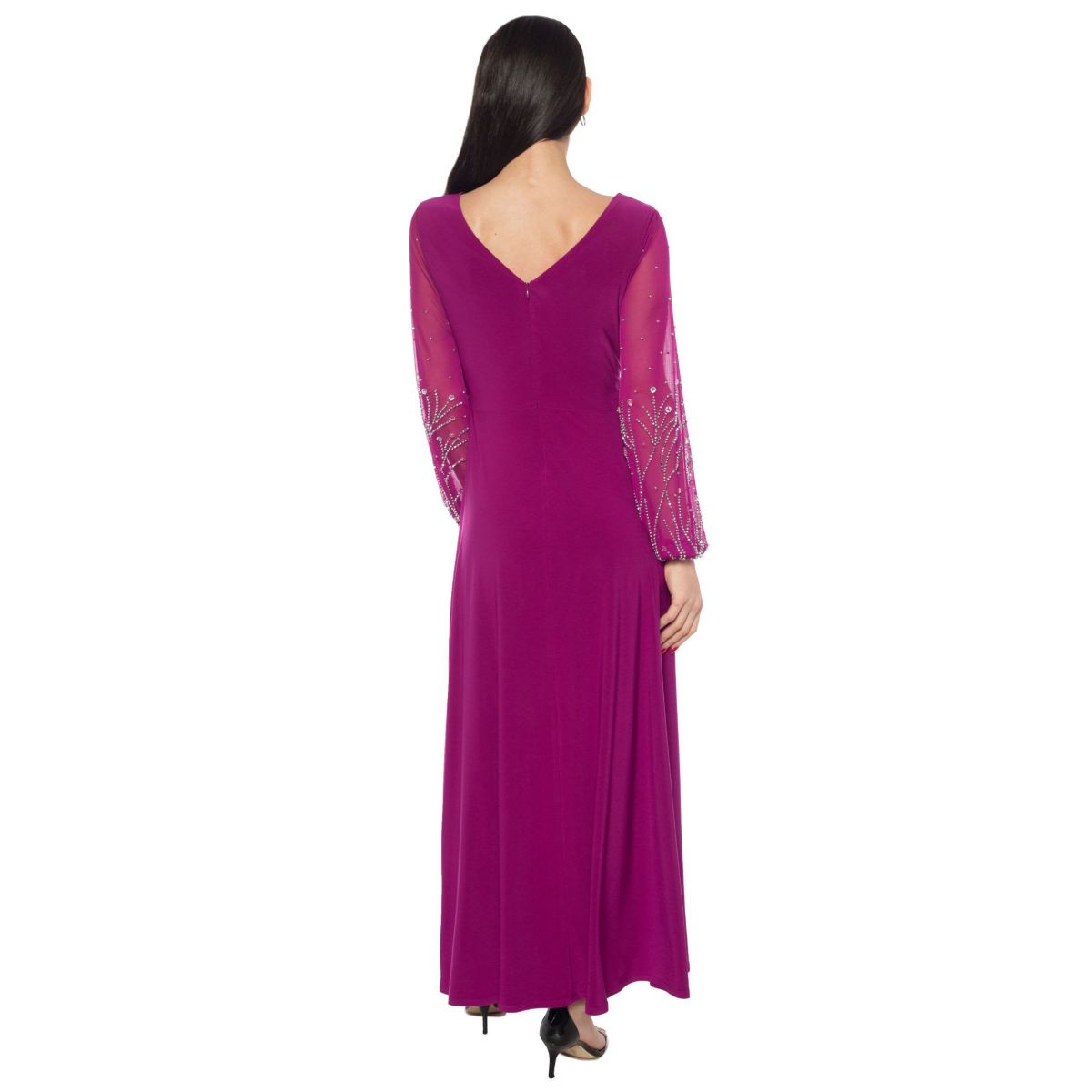 Knot Front Beaded Sleeves Gown