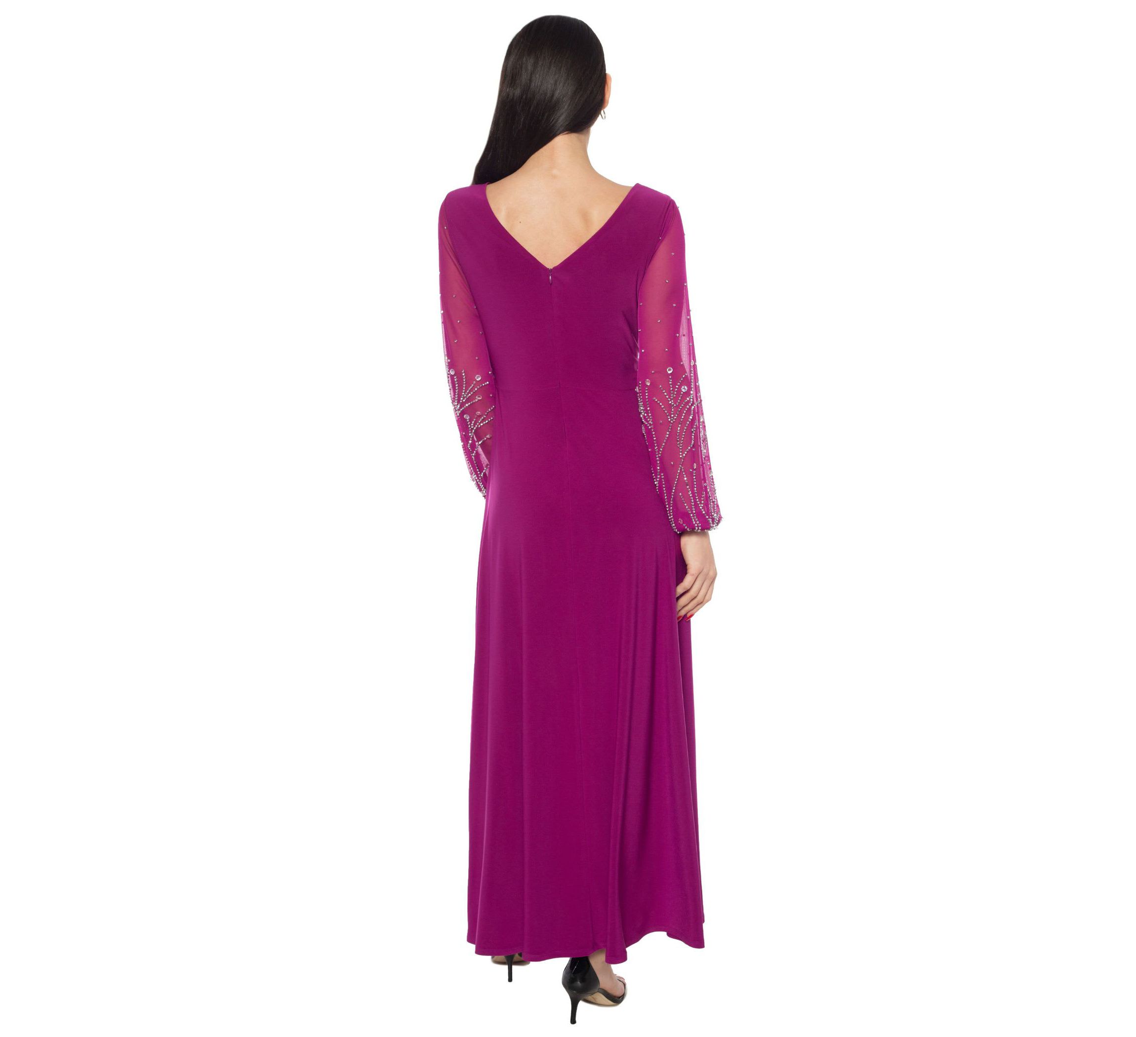 Knot Front Beaded Sleeves Gown