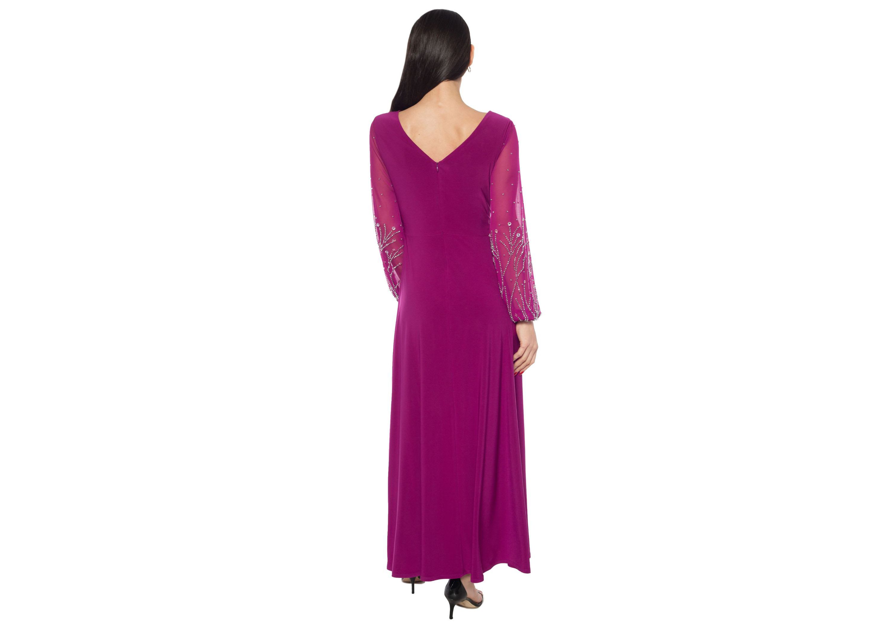 Knot Front Beaded Sleeves Gown