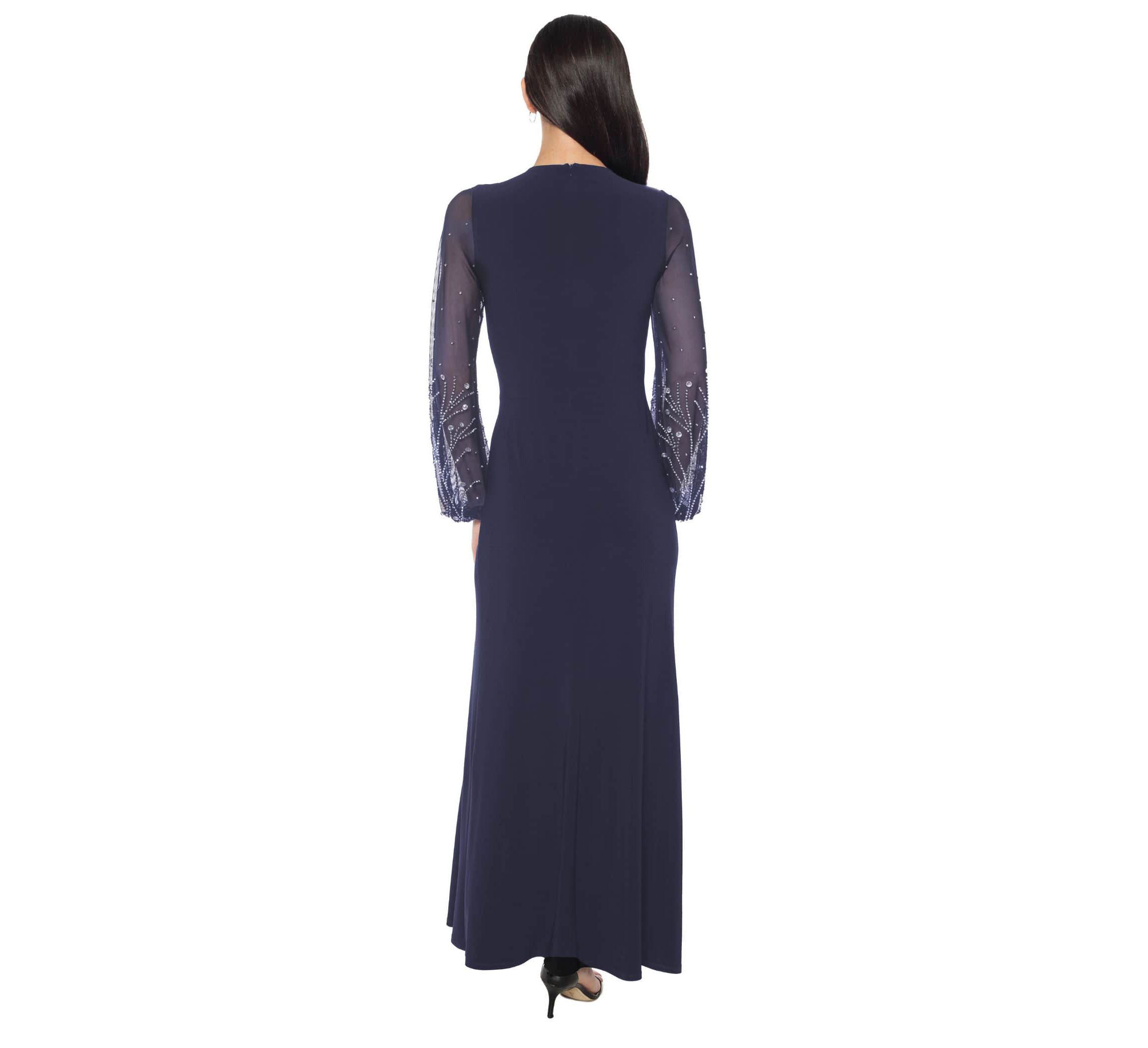 Mesh Beaded Sleeve Gown