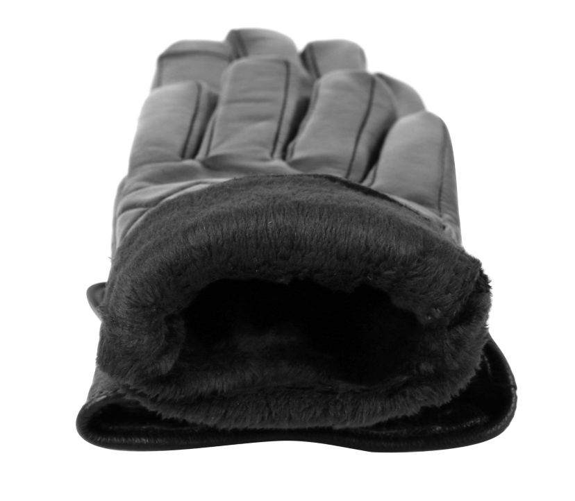 Womens Quilted Leather Touch Screen Gloves