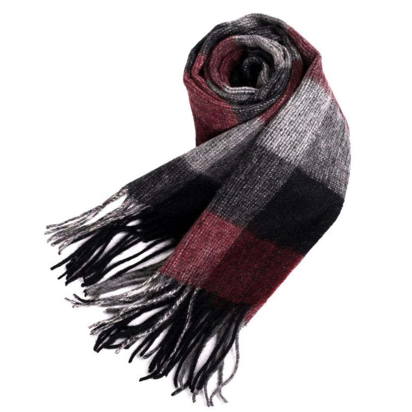 Classic Fringe Plaid Wool Scarf