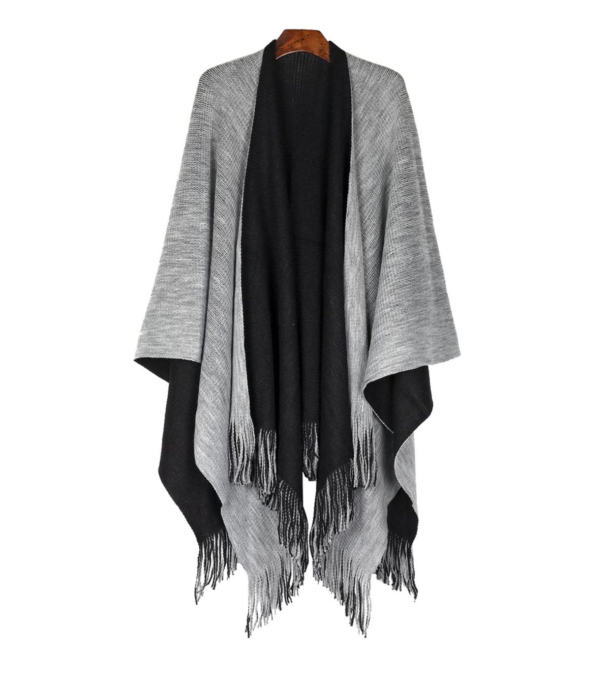 Reversible Knit Poncho Shawl