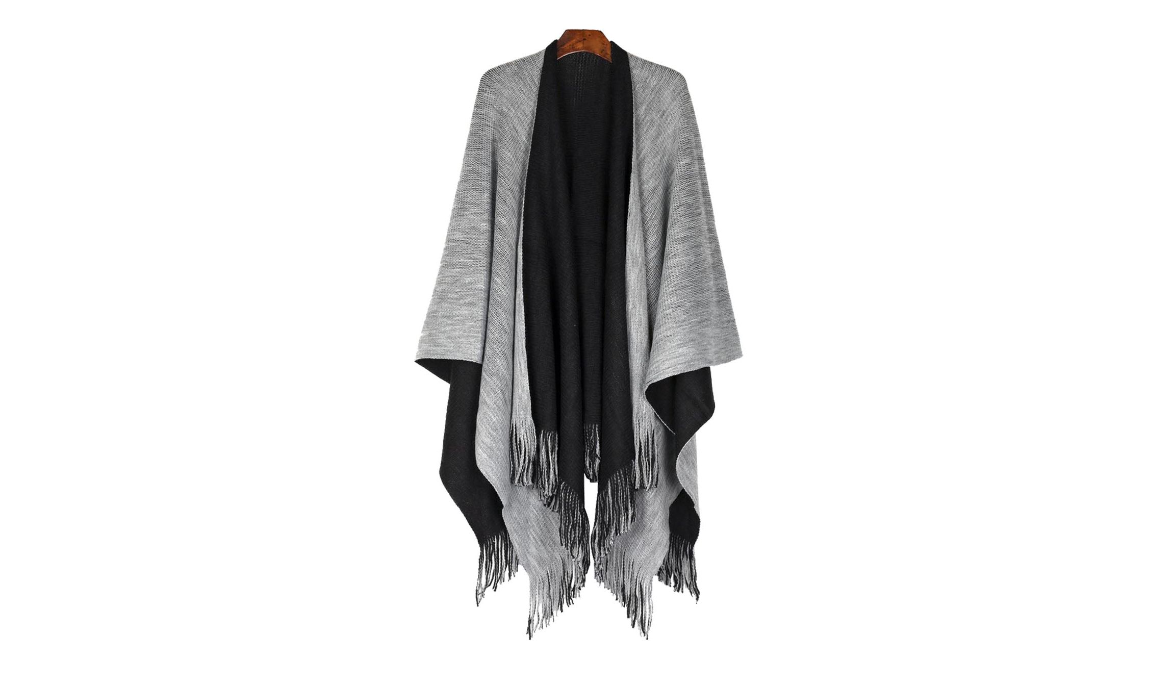 Reversible Knit Poncho Shawl