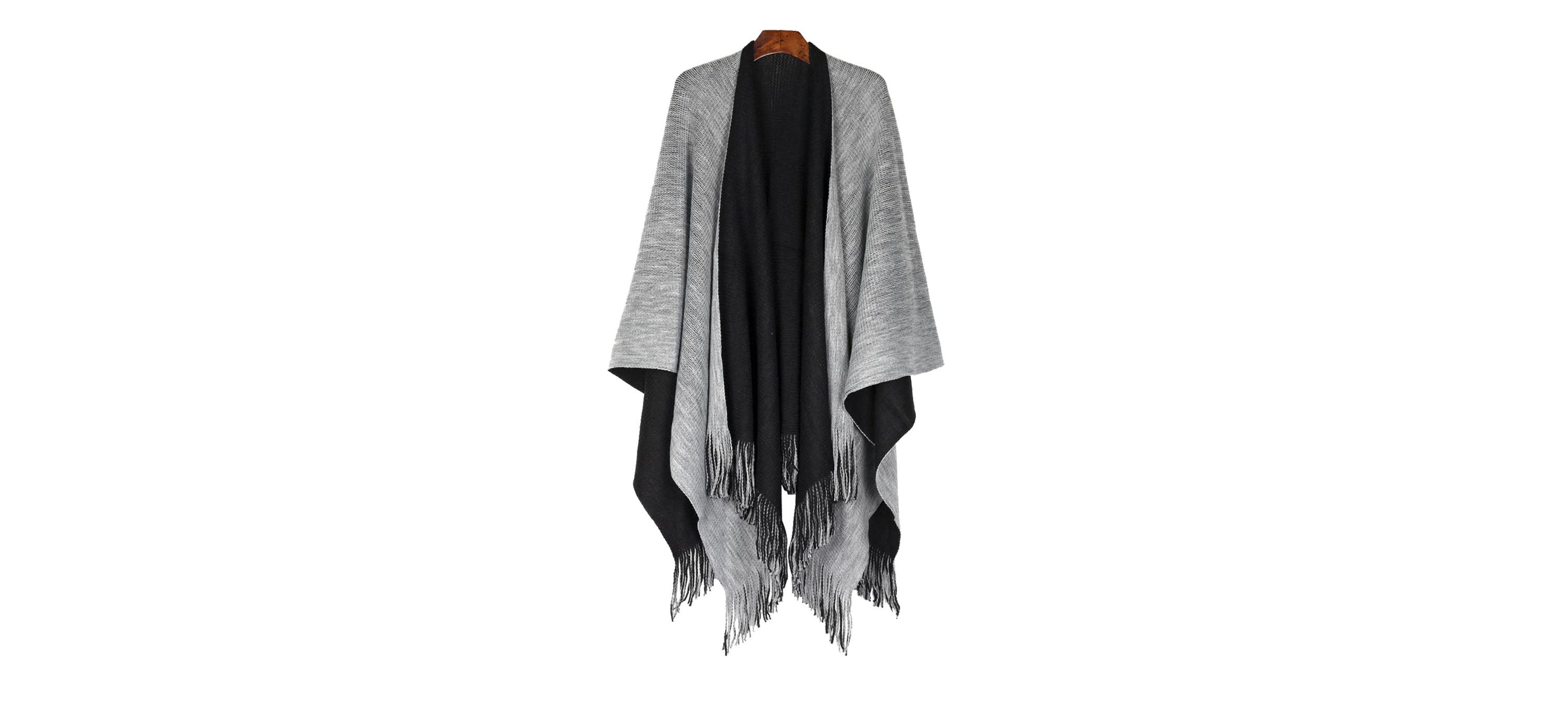 Reversible Knit Poncho Shawl