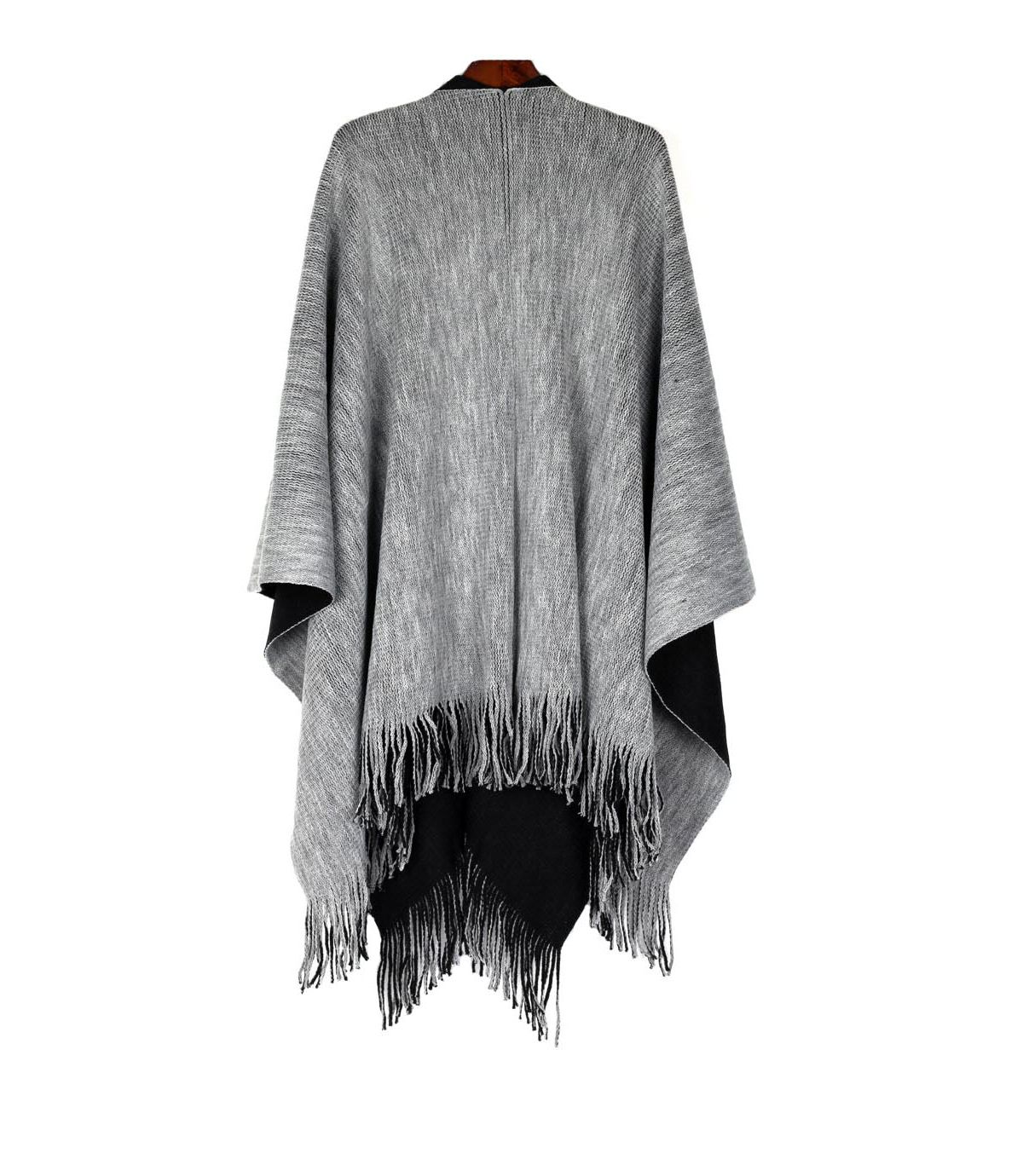 Reversible Knit Poncho Shawl