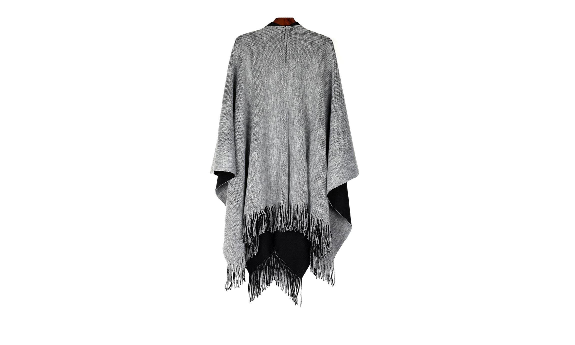 Reversible Knit Poncho Shawl