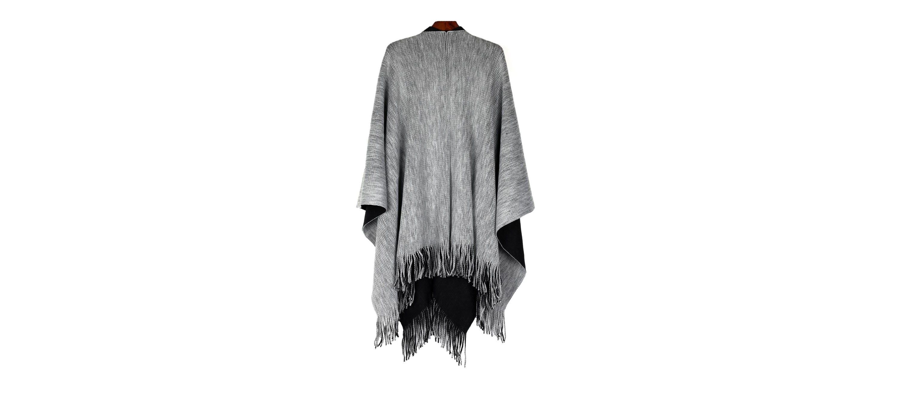 Reversible Knit Poncho Shawl
