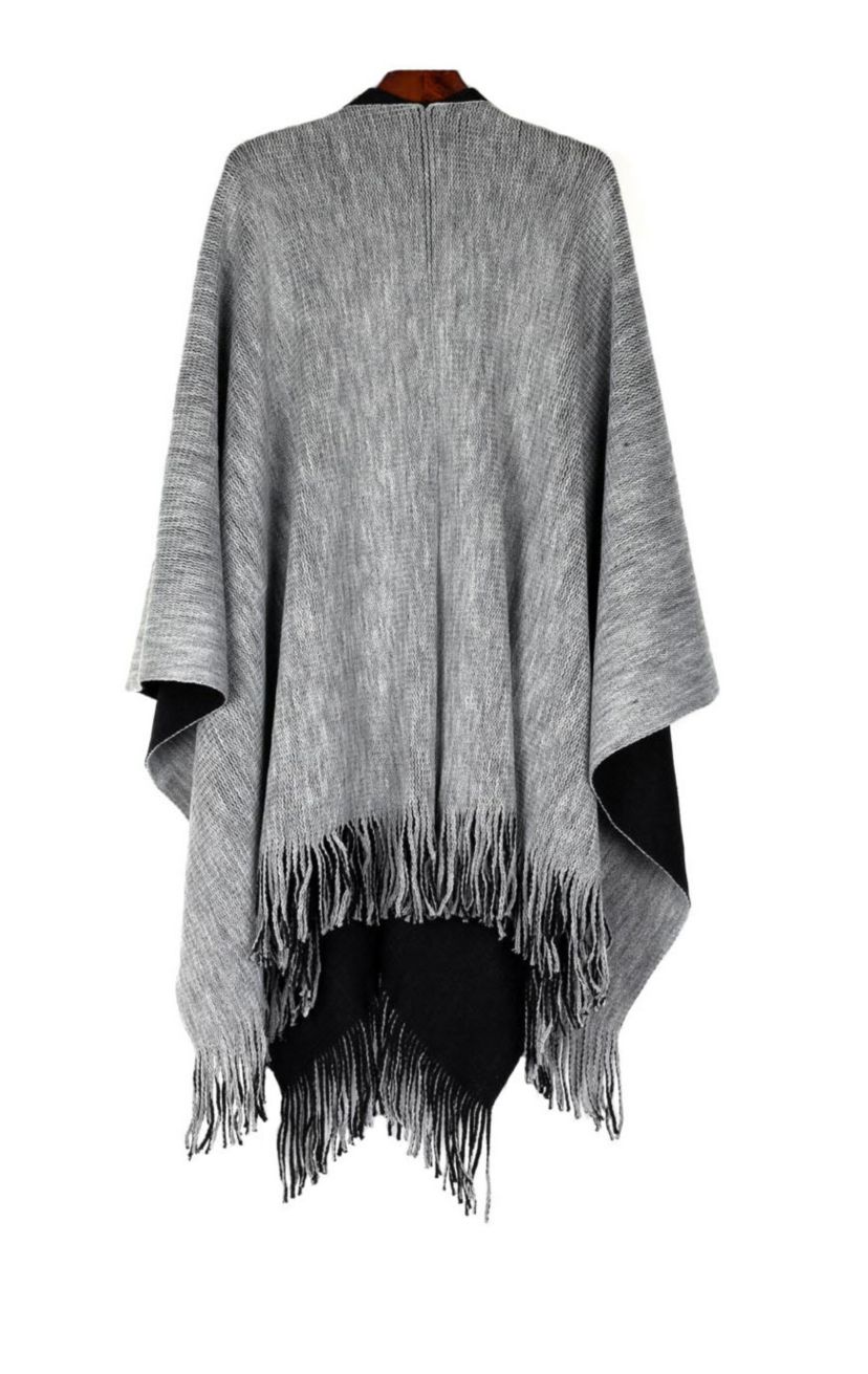 Reversible Knit Poncho Shawl