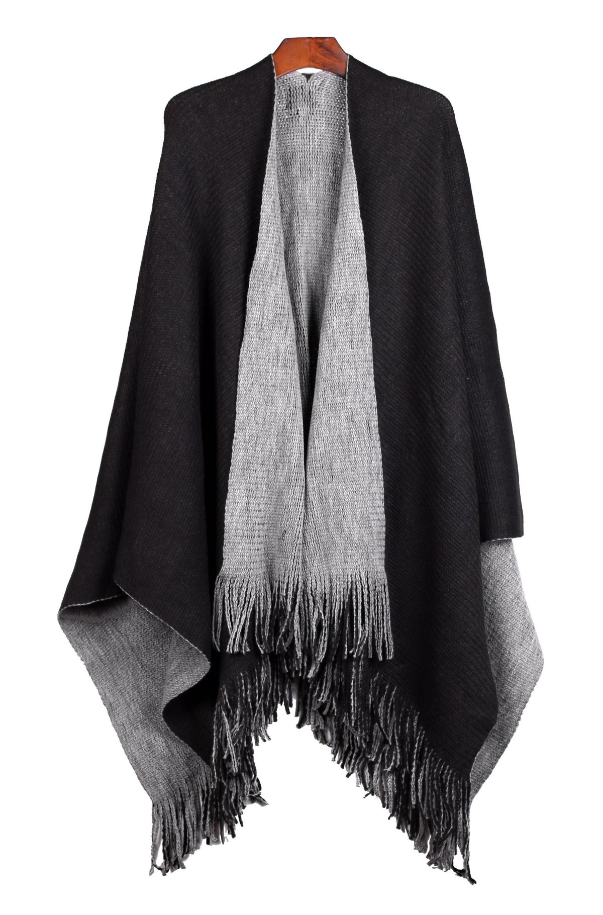 Reversible Knit Poncho Shawl