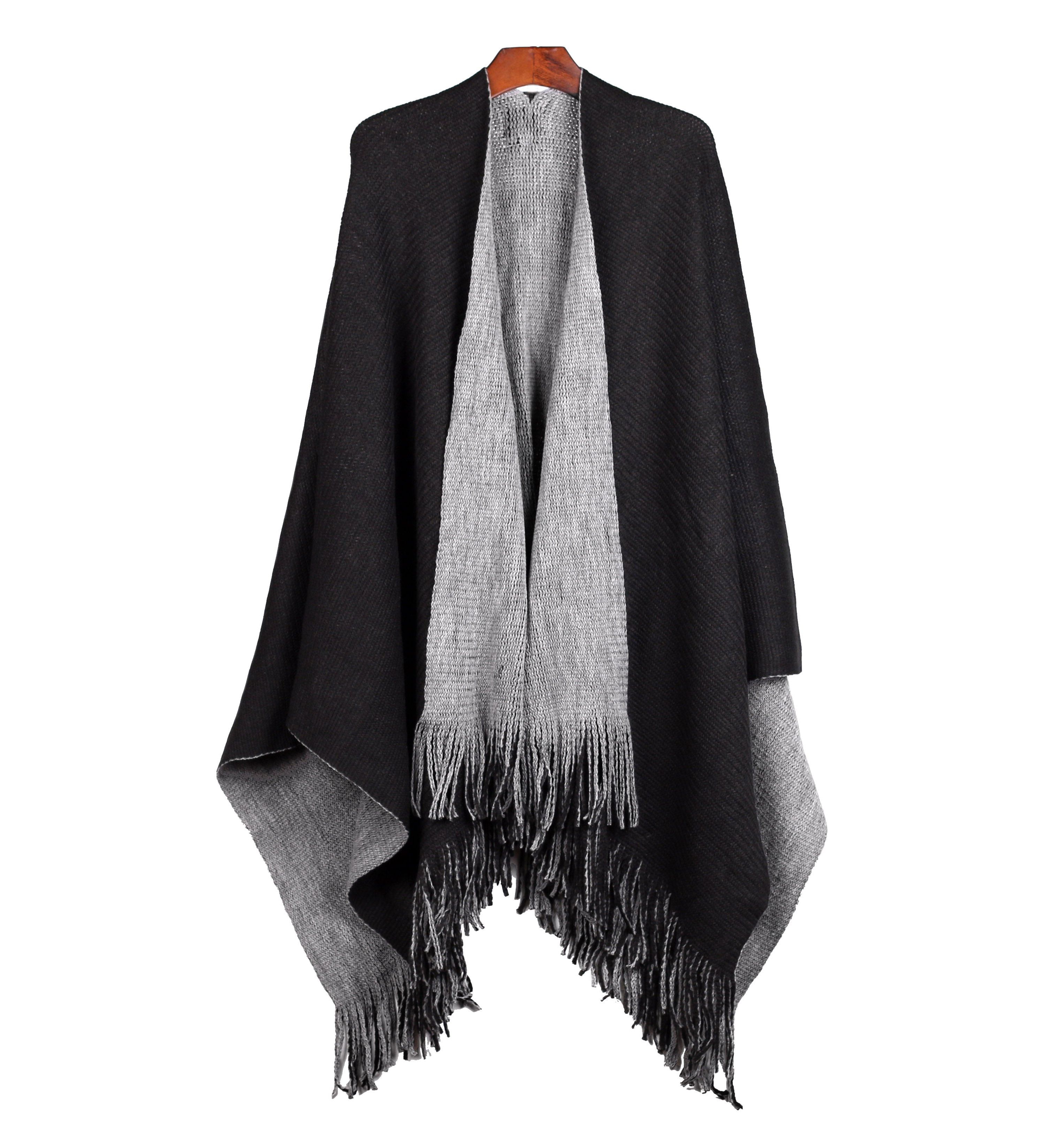 Reversible Knit Poncho Shawl