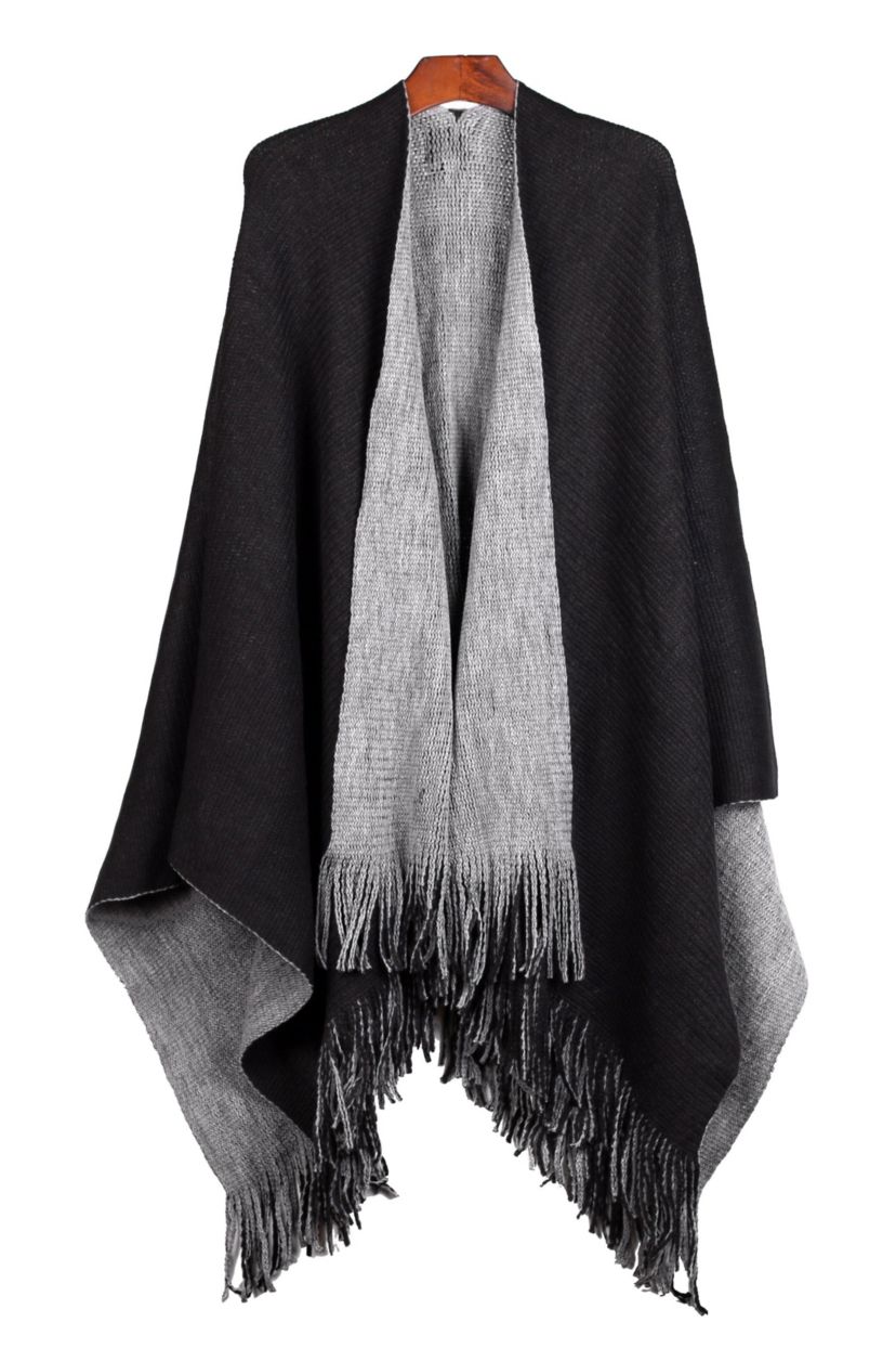 Reversible Knit Poncho Shawl