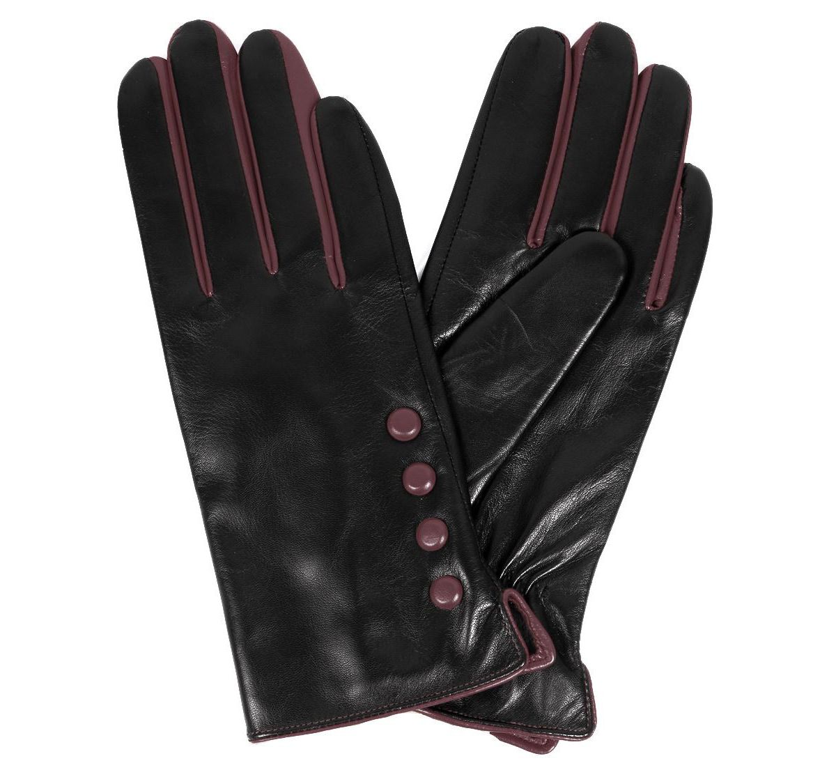 Womens Leather Touch Screen Gloves with Buttons