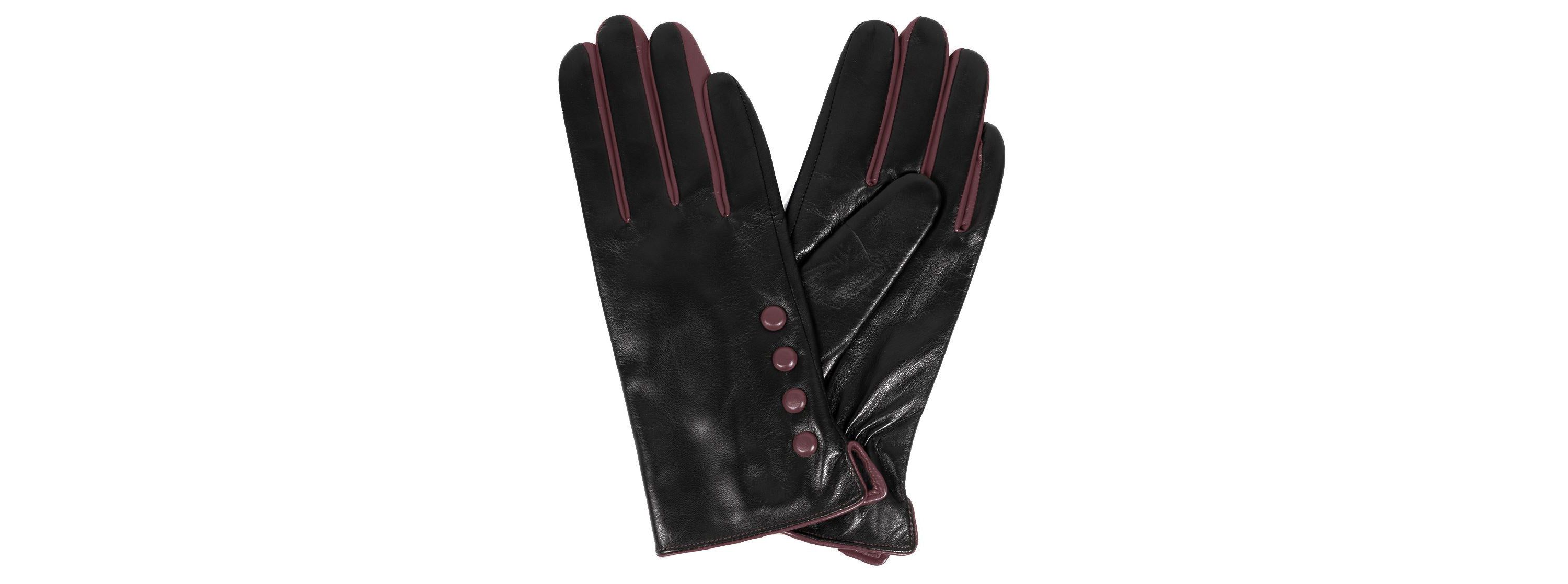 Womens Leather Touch Screen Gloves with Buttons
