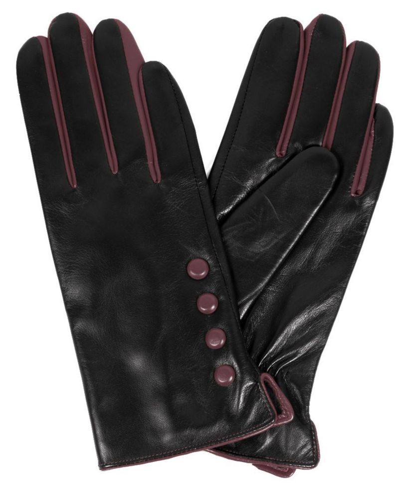 Womens Leather Touch Screen Gloves with Buttons