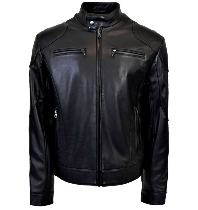 Mens Genuine Leather Multi Pocket Jacket