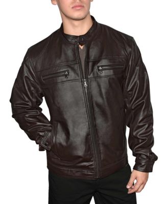 Victory Outfitters Men's Genuine Leather Multi Pocket Racing Jacket, Brown, 2XL