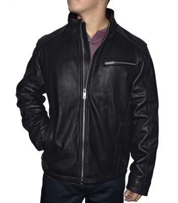 Victory Outfitters Men's Lambskin Quilted Lined Racing Jacket, Black, 2XL