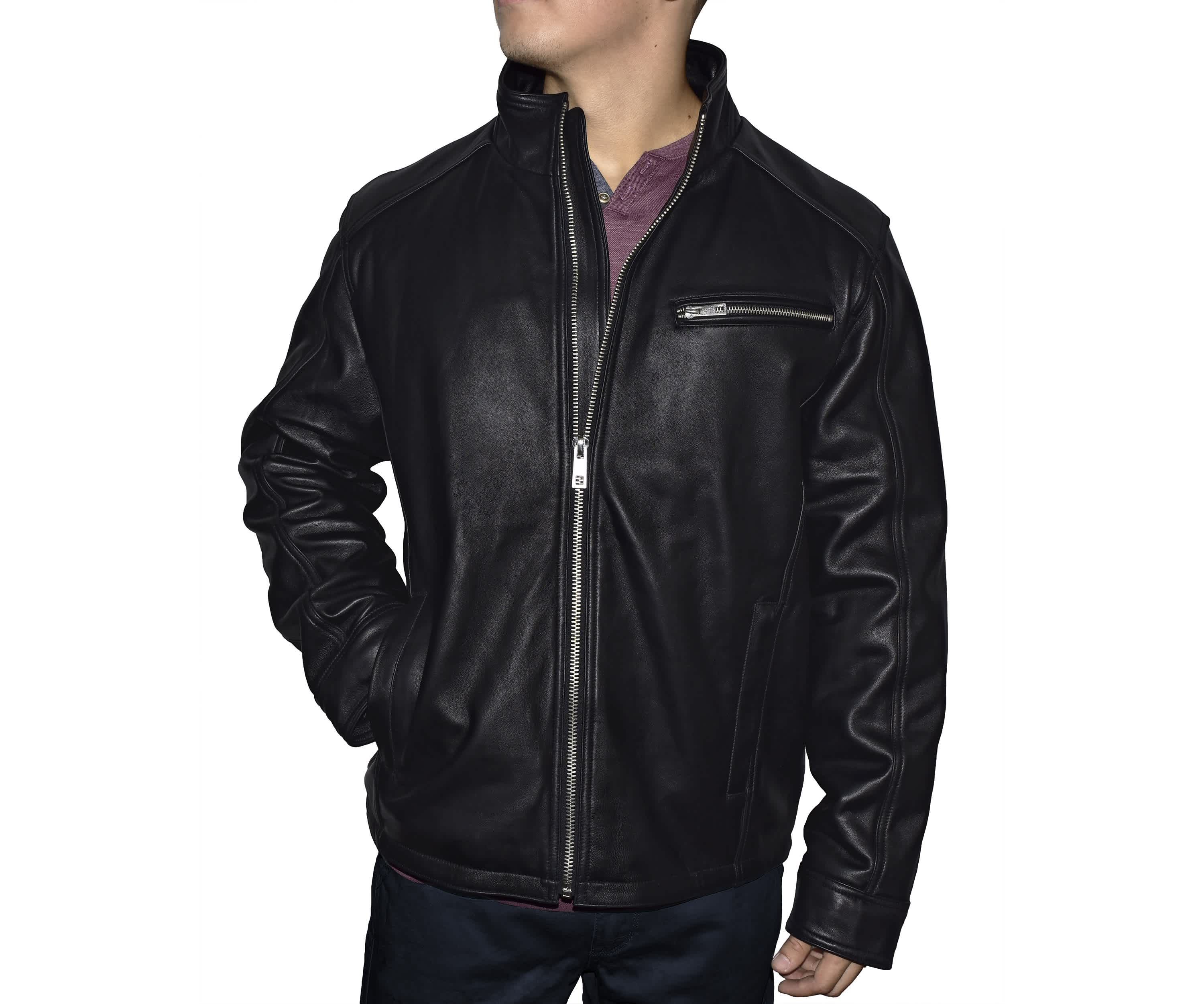 Mens Lambskin Quilted Lined Racing Jacket