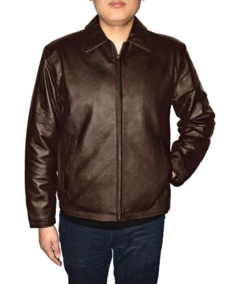 Victory Outfitters Men's Genuine Leather Open Bottom Jacket, Brown, 2XL