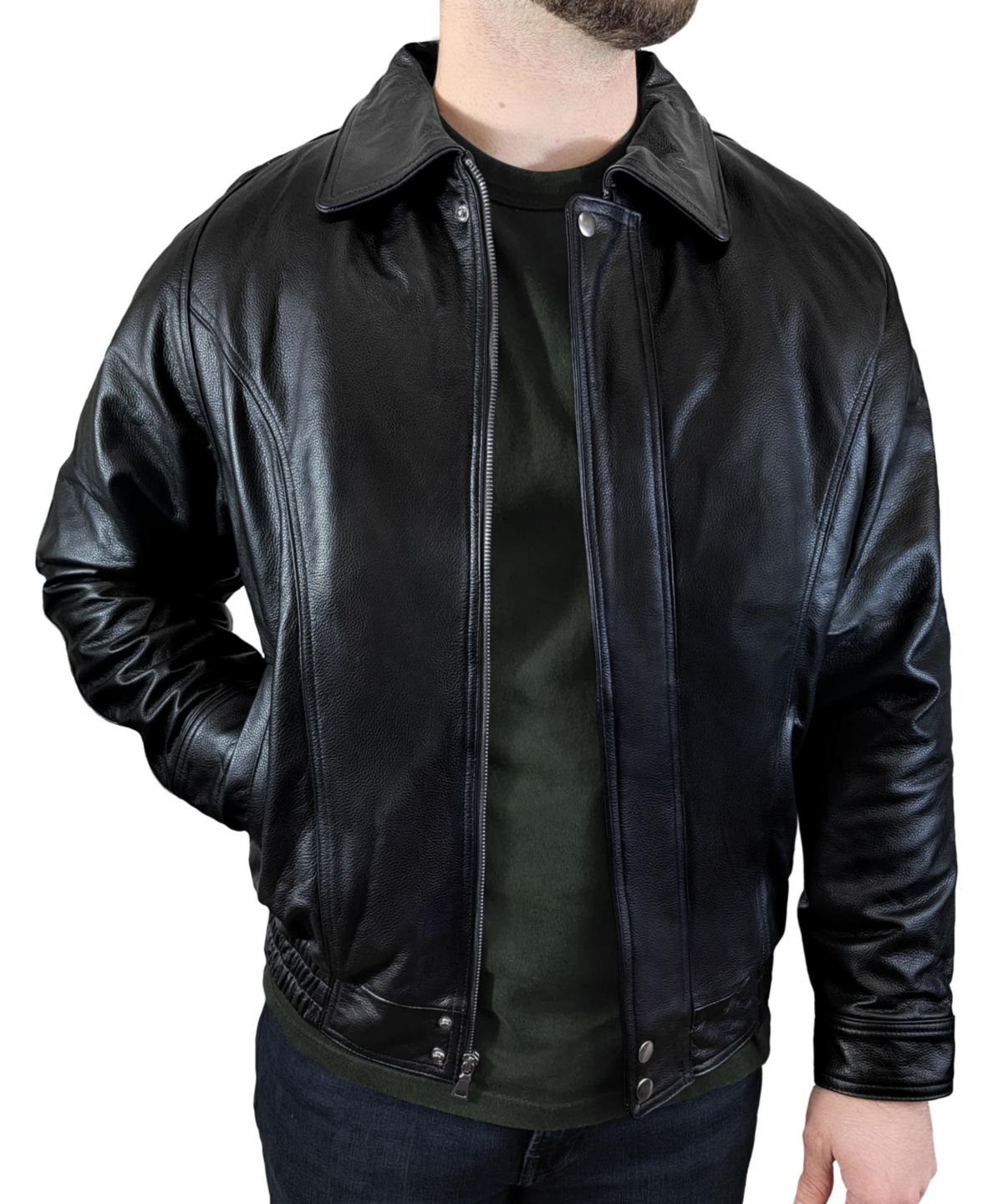 Mens Genuine Leather Bomber Jacket