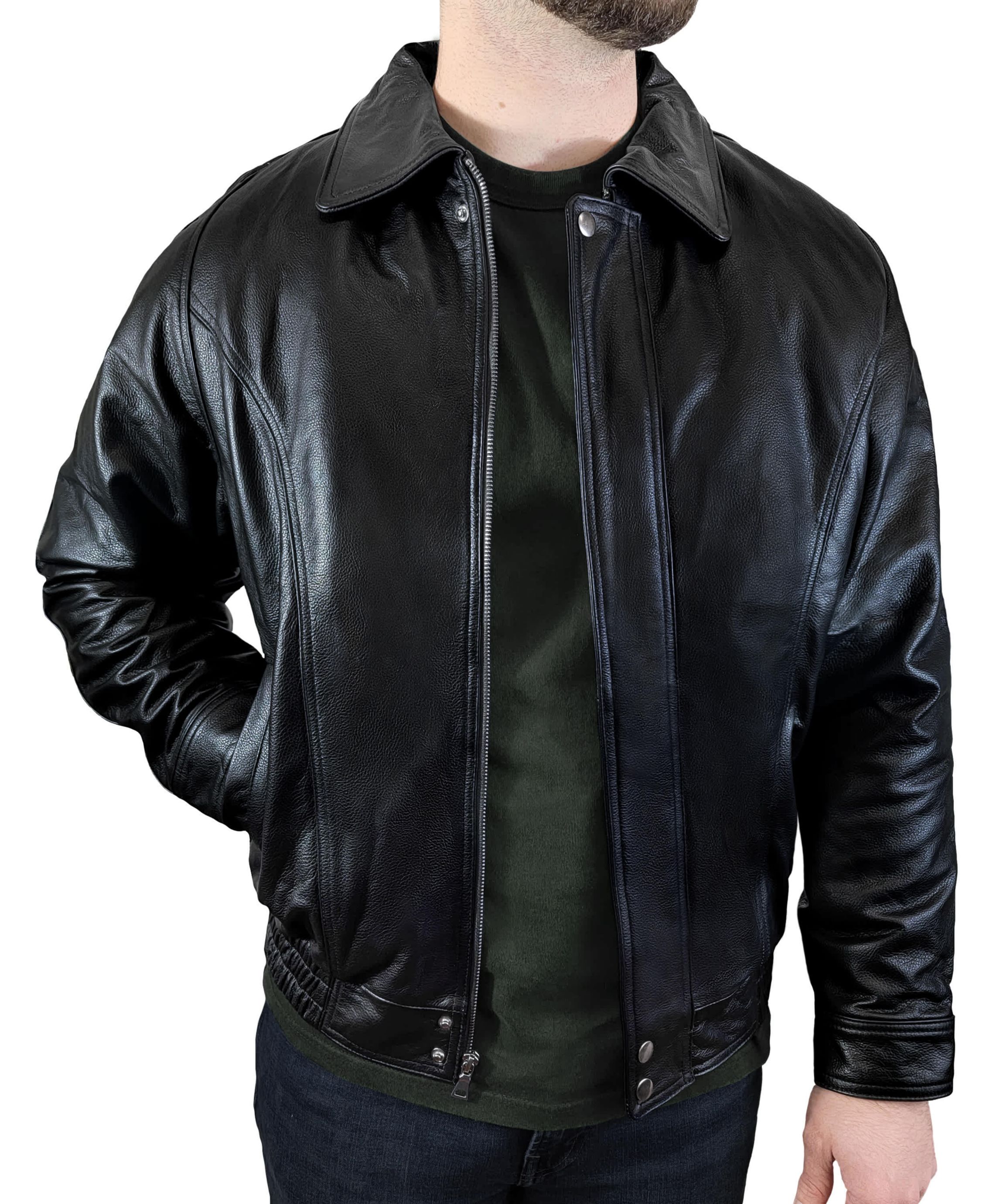 Mens Genuine Leather Bomber Jacket
