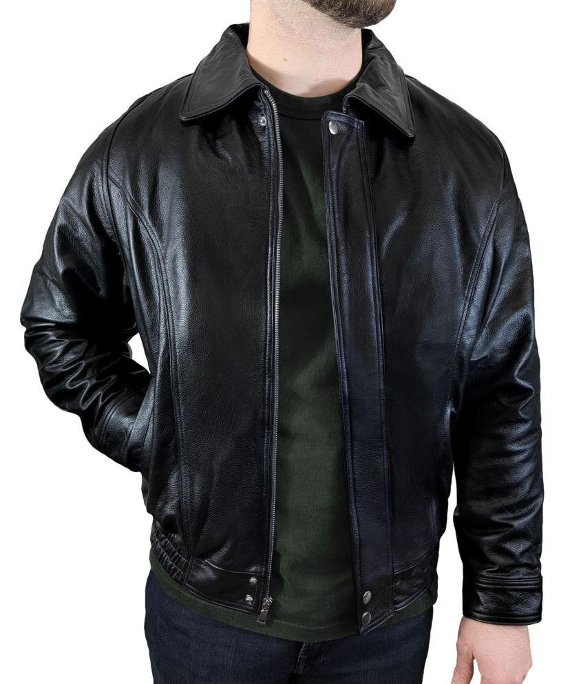 Mens Genuine Leather Bomber Jacket