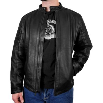 Victory Outfitters Men's Genuine Leather Quilted Lined Racing Jacket