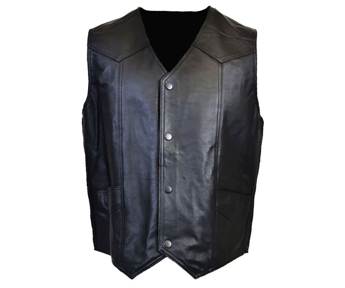Mens Snap Front Genuine Leather Vest