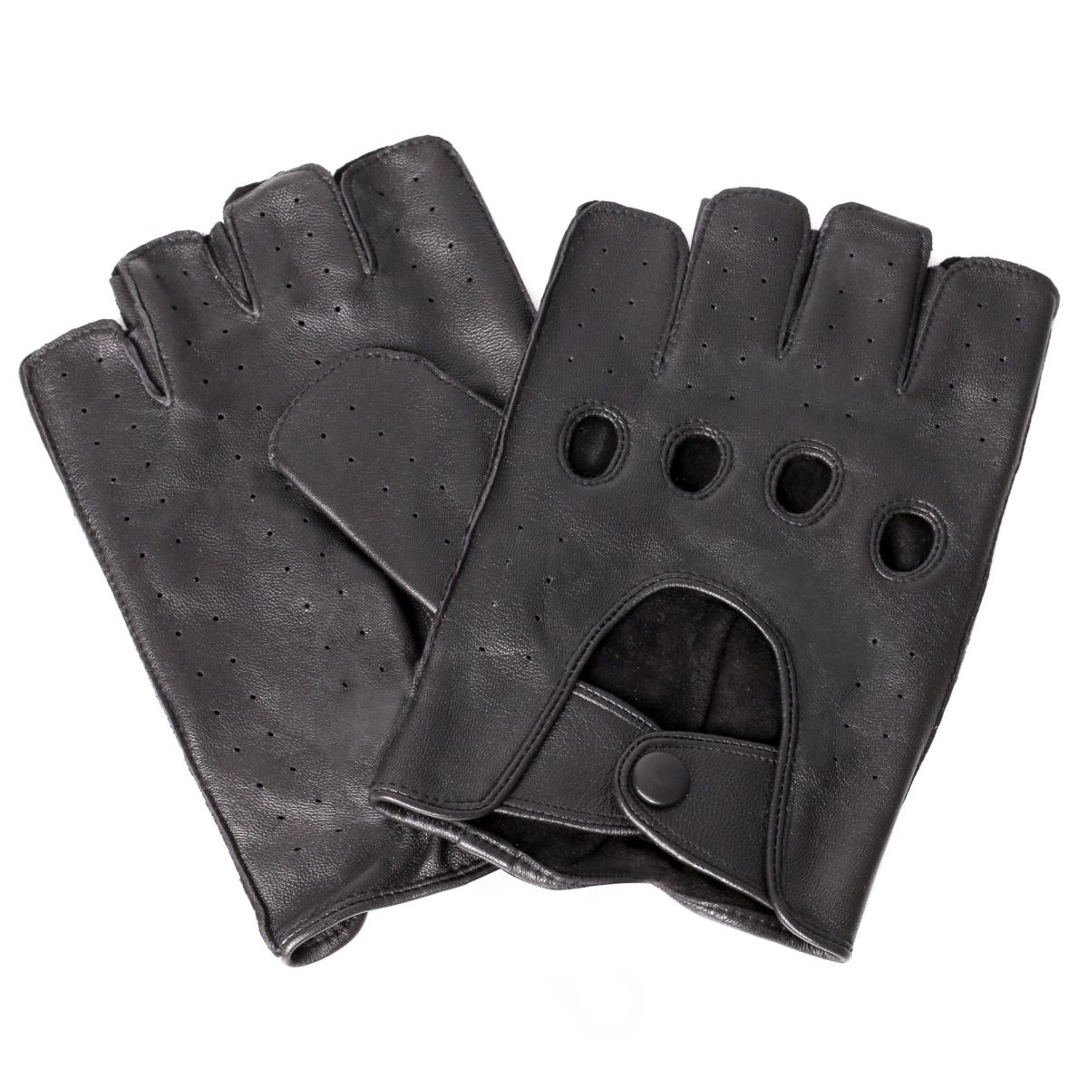 Mens Leather Fingerless Driving Gloves