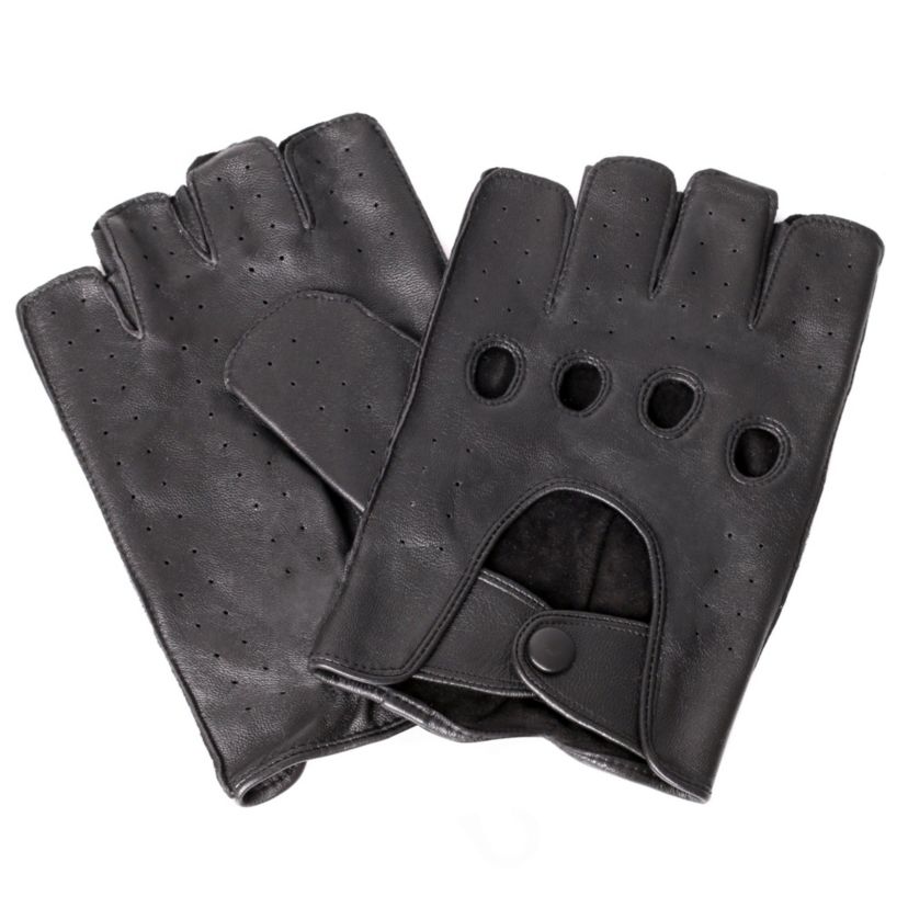 Mens Leather Fingerless Driving Gloves