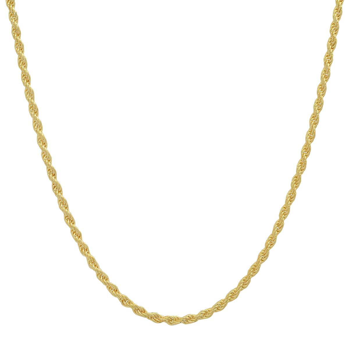 Unisex 14k Gold 2mm Diamond-cut Rope Chain Necklace