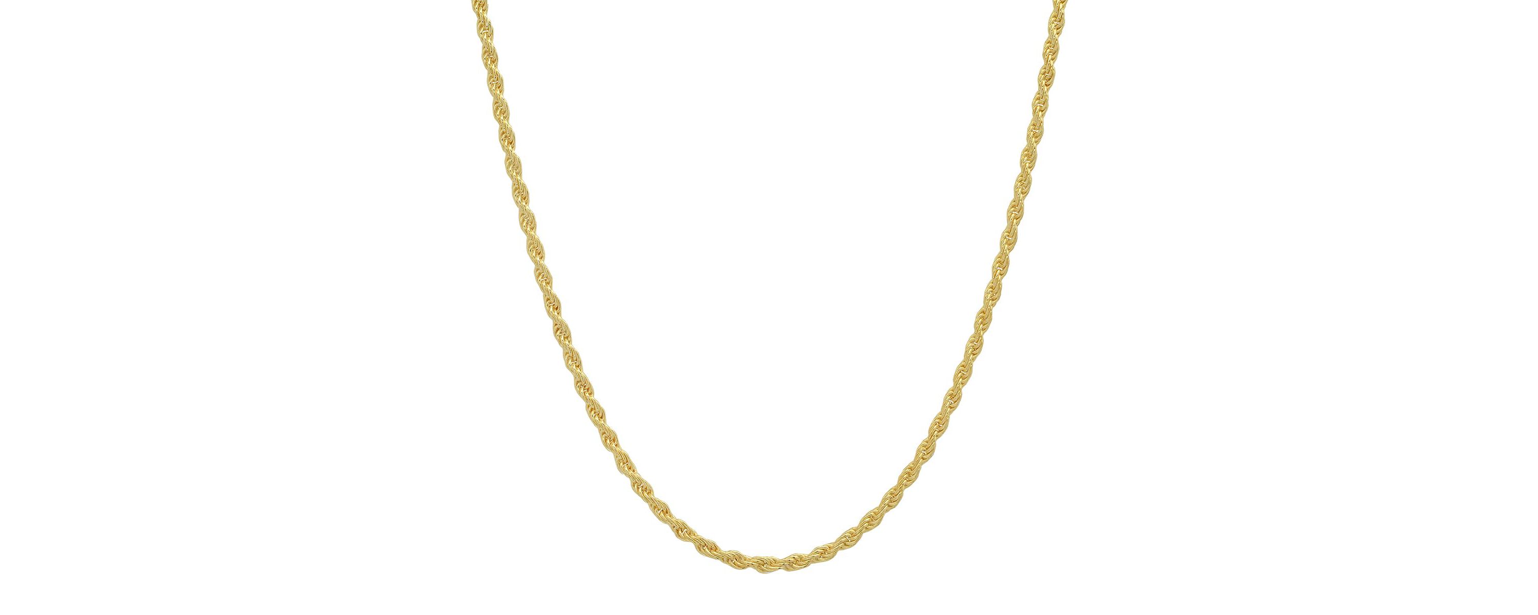 Unisex 14k Gold 2mm Diamond-cut Rope Chain Necklace