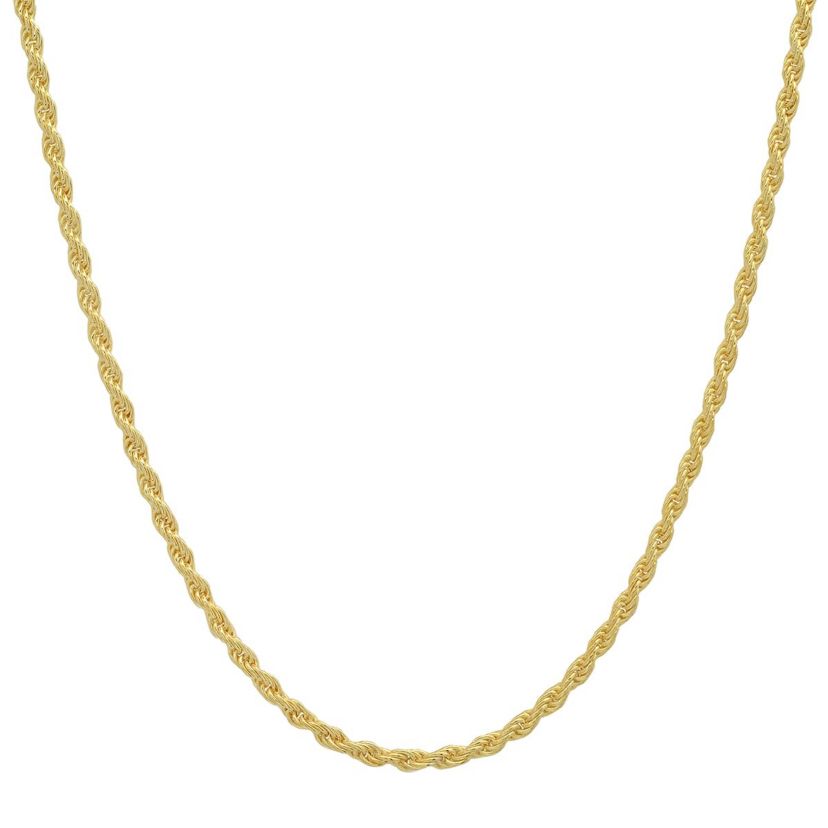 Unisex 14k Gold 2mm Diamond-cut Rope Chain Necklace