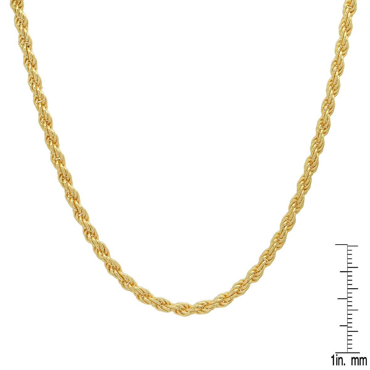 Unisex 14k Gold 2mm Diamond-cut Rope Chain Necklace
