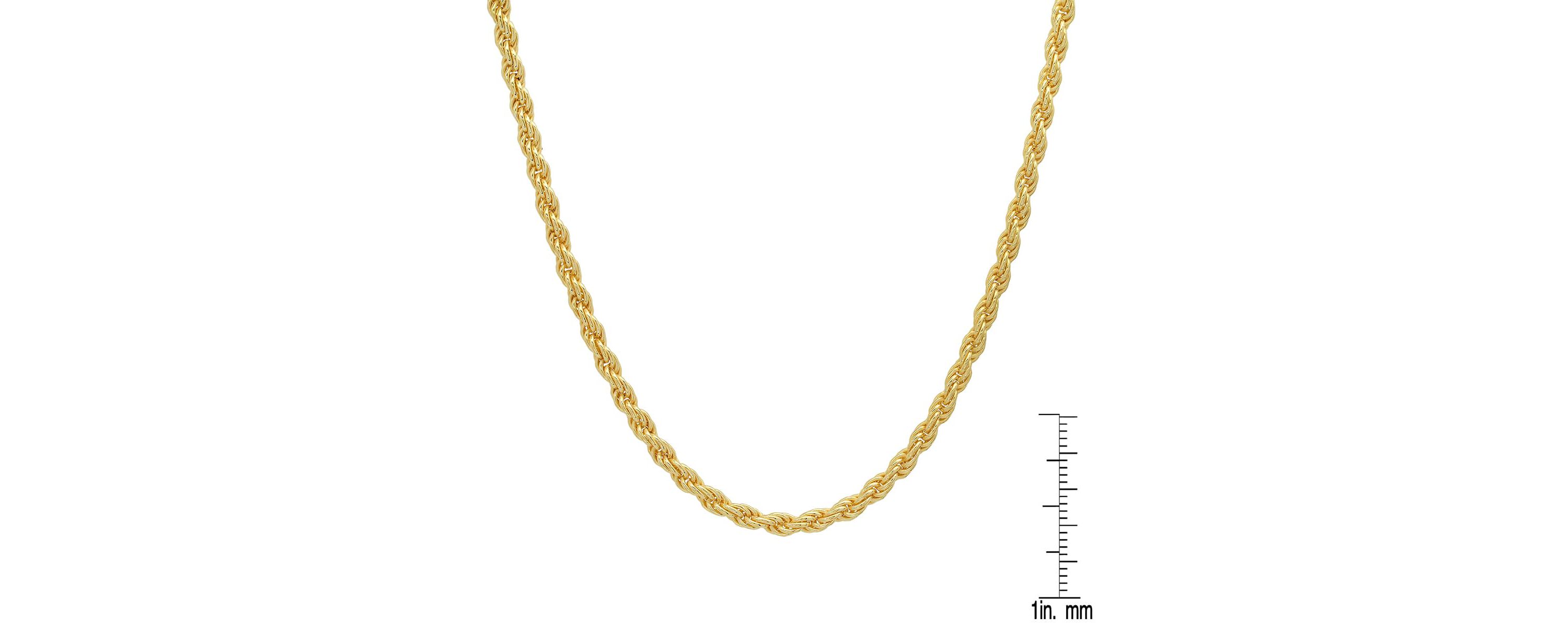 Unisex 14k Gold 2mm Diamond-cut Rope Chain Necklace