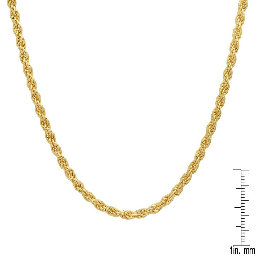 Unisex 14k Gold 2mm Diamond-cut Rope Chain Necklace