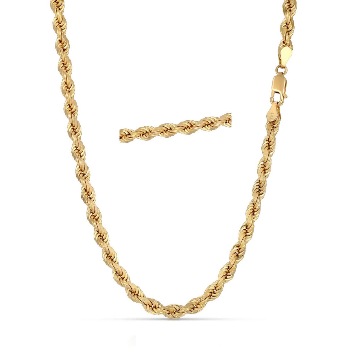Mens 14k Gold THICK/HEAVY 5mm Diamond-cut Rope Chain Necklace