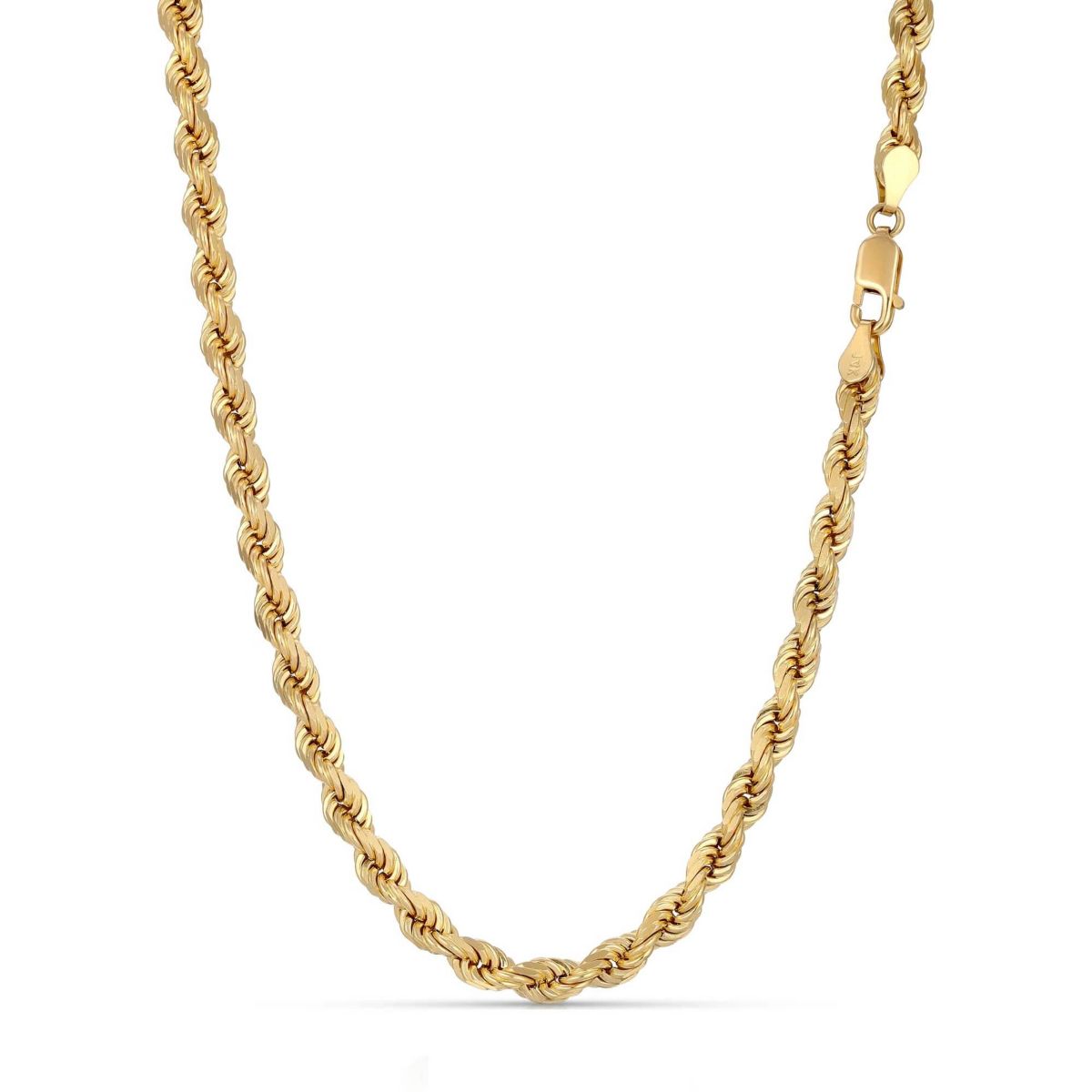 Mens 14k Gold THICK/HEAVY 5mm Diamond-cut Rope Chain Necklace