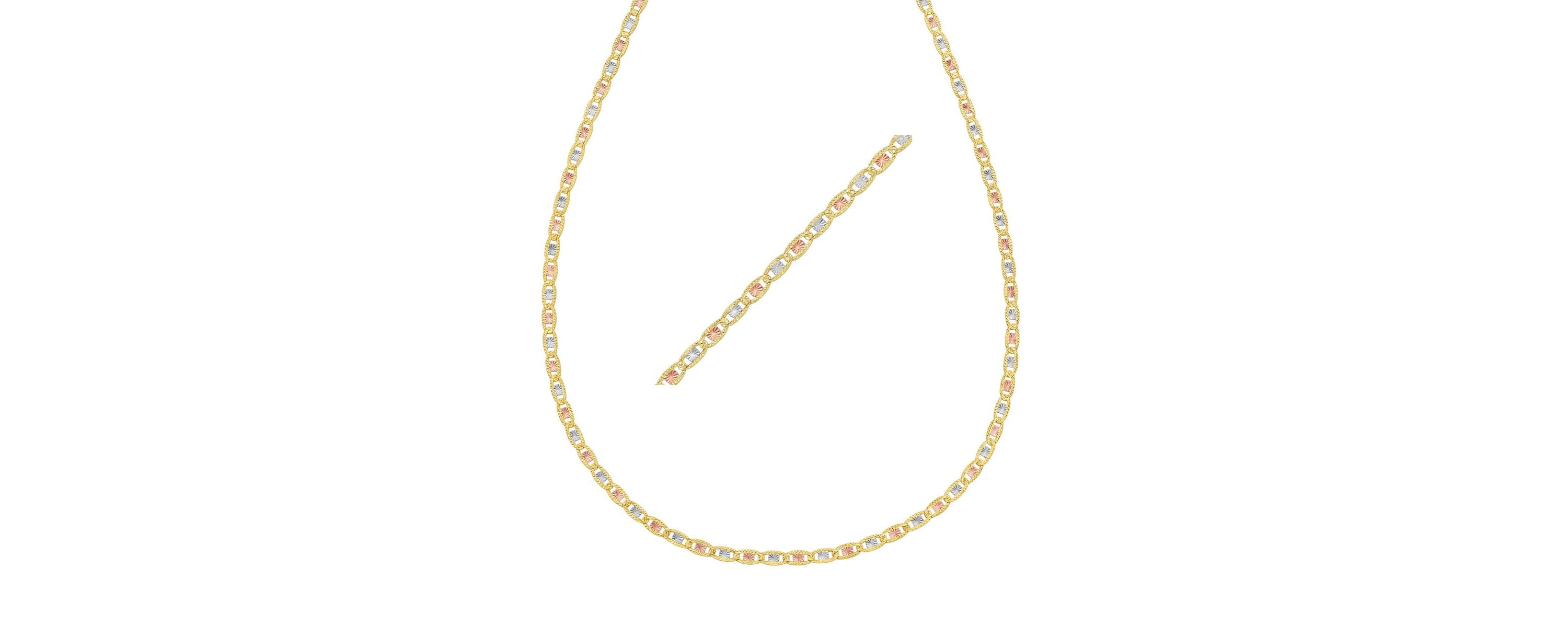 14k Tri-Color Gold Pave Valentino Chain Necklace