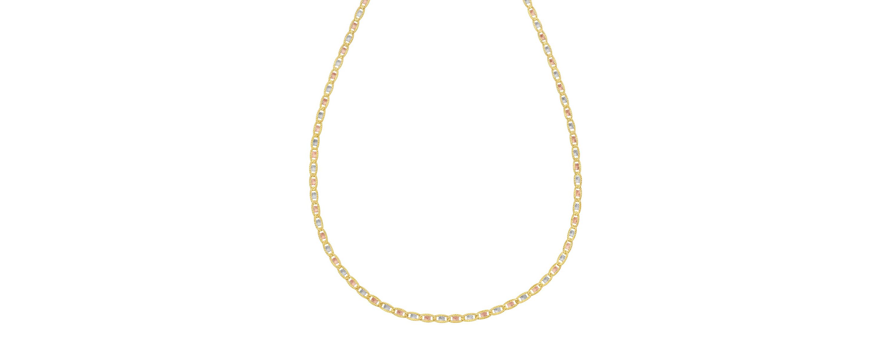 14k Tri-Color Gold Pave Valentino Chain Necklace