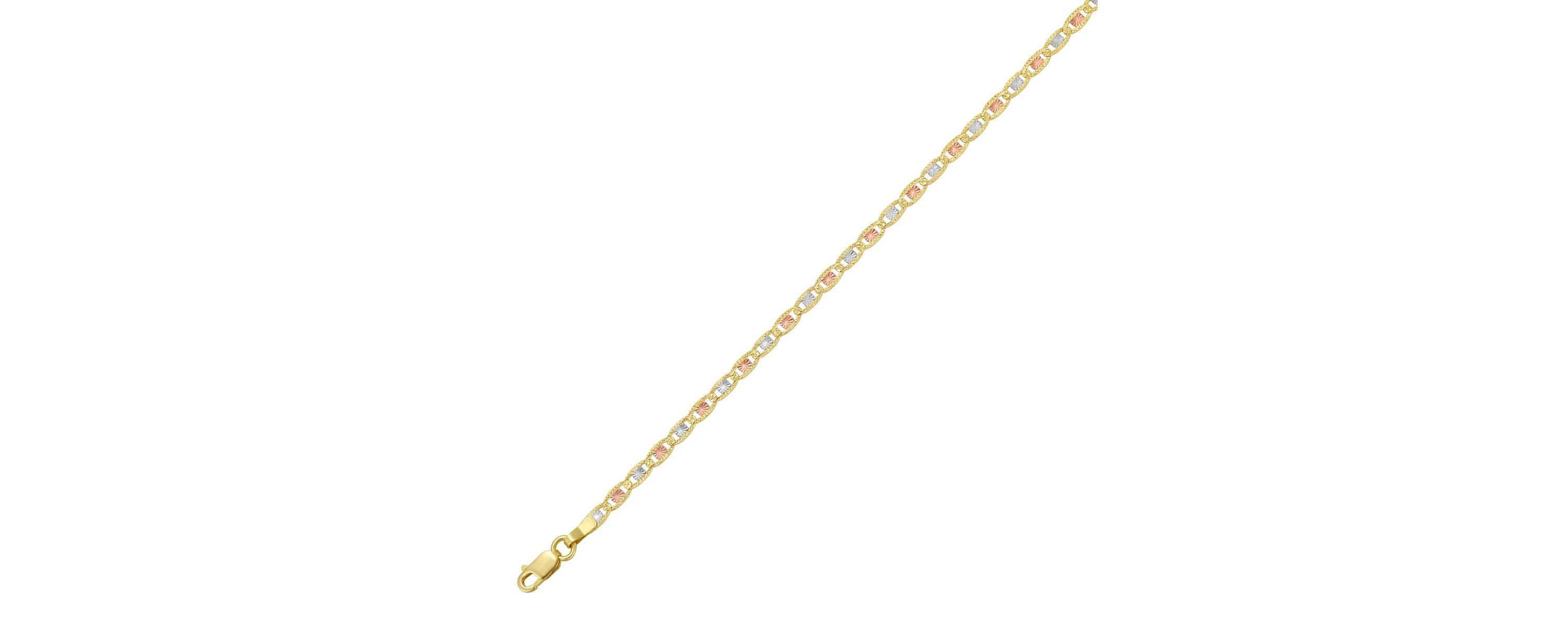14k Tri-Color Gold Pave Valentino Chain Necklace
