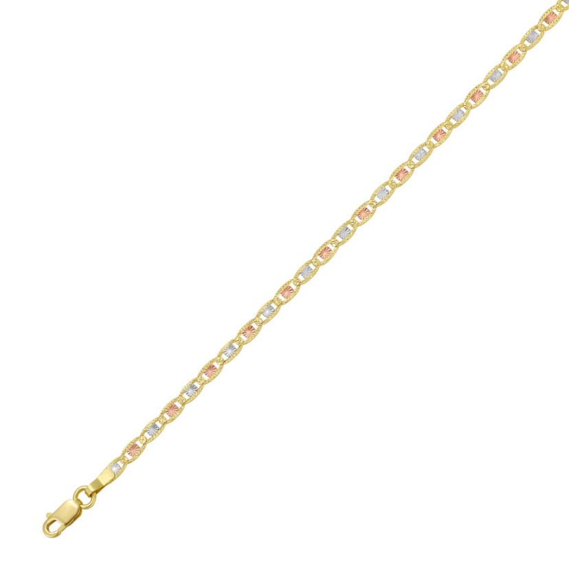 14k Tri-Color Gold Pave Valentino Chain Necklace