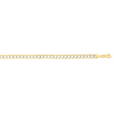 Kylie Harper Mens 14k Gold Two-Tone Diamond-cut Pave Miami Cuban Curb Chain Bracelet, 7 in